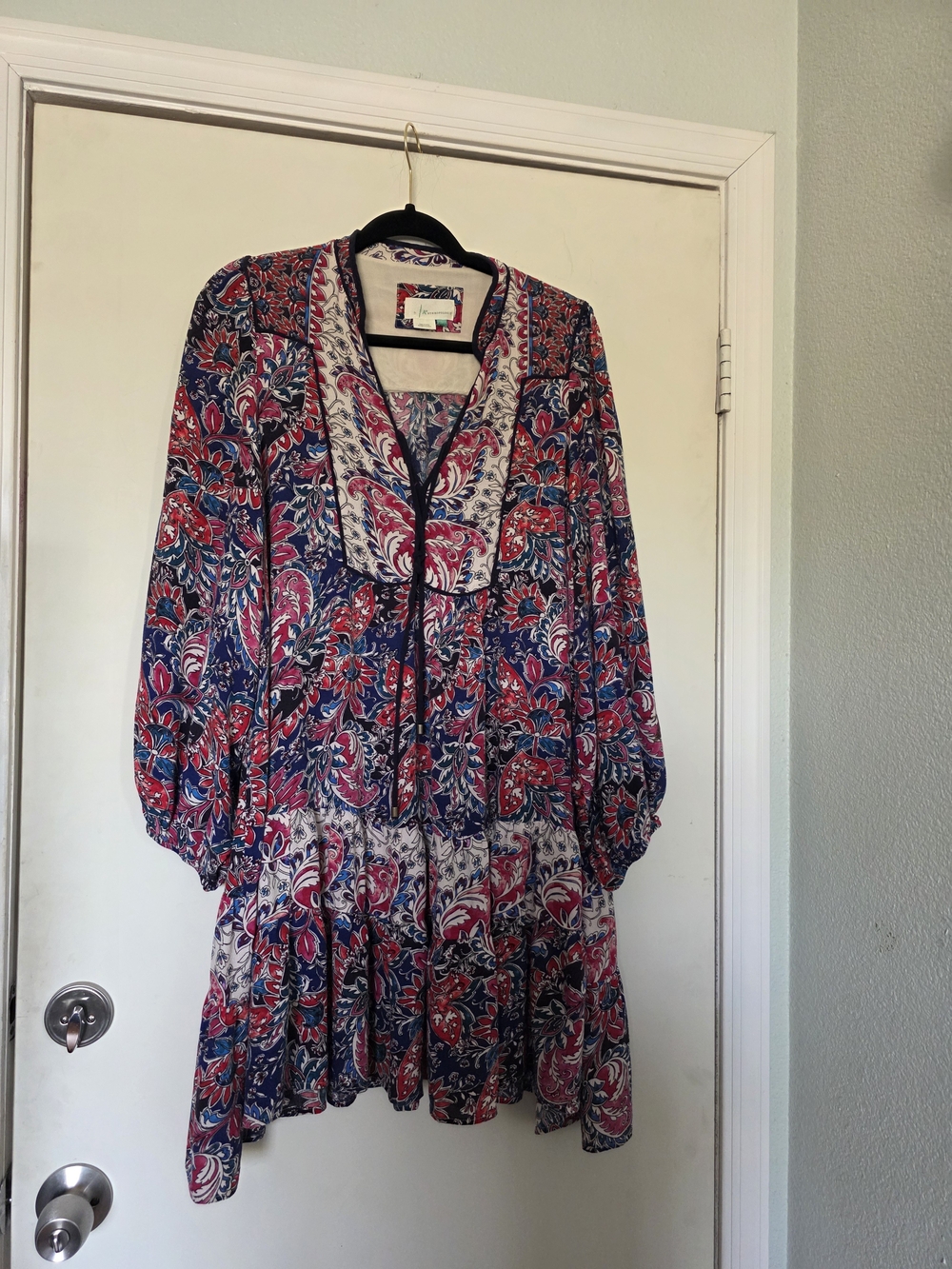 Anthropologie Multicolor Paisley Tunic with Navy & Pink Accents